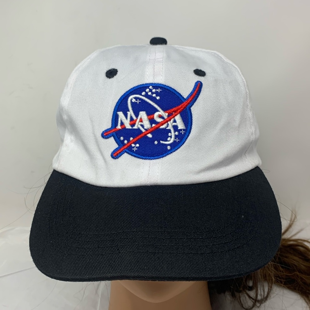 NASA Logo Baseball Cap White Black Adjustable Strapback Hat Space Streetwear